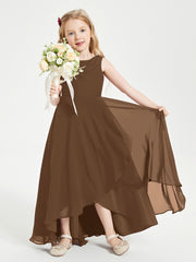 Junior Robes de Demoiselle d'Honneur Modernes à Col Cowl Asymétrique Brun