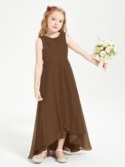 Junior Robes de Demoiselle d'Honneur Modernes à Col Cowl Asymétrique Brun