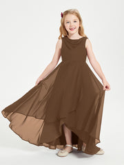 Junior Robes de Demoiselle d'Honneur Modernes à Col Cowl Asymétrique Brun