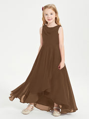 Junior Robes de Demoiselle d'Honneur Modernes à Col Cowl Asymétrique Brun