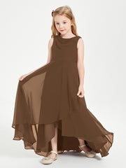 Junior Robes de Demoiselle d'Honneur Modernes à Col Cowl Asymétrique Brun