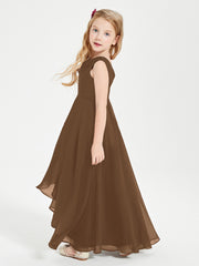 Junior Robes de Demoiselle d'Honneur Modernes à Col Cowl Asymétrique Brun