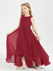 Junior Robes de Demoiselle d'Honneur Modernes à Col Cowl Asymétrique Bordeaux