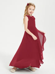 Junior Robes de Demoiselle d'Honneur Modernes à Col Cowl Asymétrique Bordeaux
