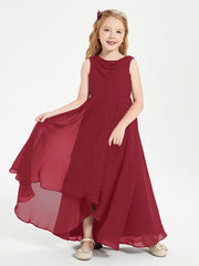 Junior Robes de Demoiselle d'Honneur Modernes à Col Cowl Asymétrique Bordeaux