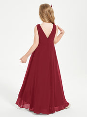 Junior Robes de Demoiselle d'Honneur Modernes à Col Cowl Asymétrique Bordeaux