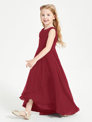 Junior Robes de Demoiselle d'Honneur Modernes à Col Cowl Asymétrique Bordeaux