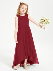 Junior Robes de Demoiselle d'Honneur Modernes à Col Cowl Asymétrique Bordeaux