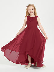 Junior Robes de Demoiselle d'Honneur Modernes à Col Cowl Asymétrique Bordeaux