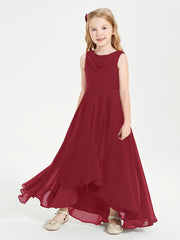 Junior Robes de Demoiselle d'Honneur Modernes à Col Cowl Asymétrique Bordeaux