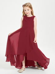Junior Robes de Demoiselle d'Honneur Modernes à Col Cowl Asymétrique Bordeaux
