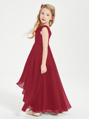 Junior Robes de Demoiselle d'Honneur Modernes à Col Cowl Asymétrique Bordeaux