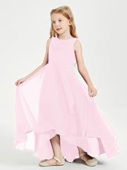 Junior Robes de Demoiselle d'Honneur Modernes à Col Cowl Asymétrique Rose Bonbon