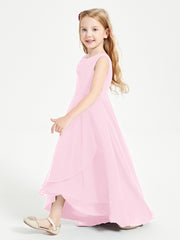 Junior Robes de Demoiselle d'Honneur Modernes à Col Cowl Asymétrique Rose Bonbon