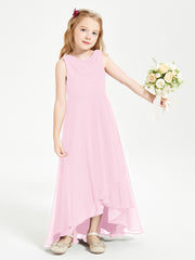 Junior Robes de Demoiselle d'Honneur Modernes à Col Cowl Asymétrique Rose Bonbon