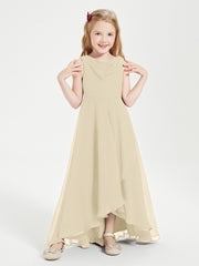 Junior Robes de Demoiselle d'Honneur Modernes à Col Cowl Asymétrique Champagne
