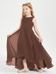 Junior Robes de Demoiselle d'Honneur Modernes à Col Cowl Asymétrique Chocolat