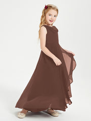 Junior Robes de Demoiselle d'Honneur Modernes à Col Cowl Asymétrique Chocolat