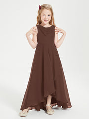 Junior Robes de Demoiselle d'Honneur Modernes à Col Cowl Asymétrique Chocolat
