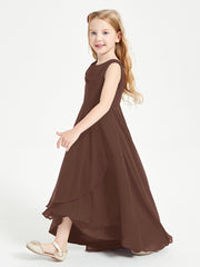 Junior Robes de Demoiselle d'Honneur Modernes à Col Cowl Asymétrique Chocolat