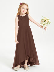 Junior Robes de Demoiselle d'Honneur Modernes à Col Cowl Asymétrique Chocolat