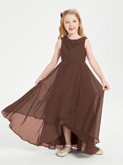 Junior Robes de Demoiselle d'Honneur Modernes à Col Cowl Asymétrique Chocolat