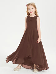 Junior Robes de Demoiselle d'Honneur Modernes à Col Cowl Asymétrique Chocolat