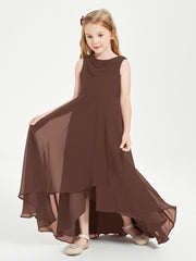 Junior Robes de Demoiselle d'Honneur Modernes à Col Cowl Asymétrique Chocolat
