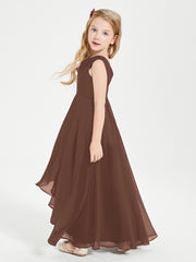Junior Robes de Demoiselle d'Honneur Modernes à Col Cowl Asymétrique Chocolat
