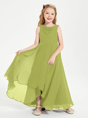 Junior Robes de Demoiselle d'Honneur Modernes à Col Cowl Asymétrique Trèfle
