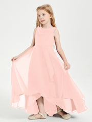 Junior Robes de Demoiselle d'Honneur Modernes à Col Cowl Asymétrique Corail
