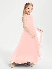 Junior Robes de Demoiselle d'Honneur Modernes à Col Cowl Asymétrique Corail