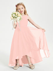 Junior Robes de Demoiselle d'Honneur Modernes à Col Cowl Asymétrique Corail