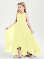 Junior Robes de Demoiselle d'Honneur Modernes à Col Cowl Asymétrique Jonquille