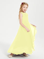 Junior Robes de Demoiselle d'Honneur Modernes à Col Cowl Asymétrique Jonquille