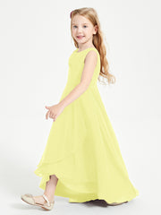 Junior Robes de Demoiselle d'Honneur Modernes à Col Cowl Asymétrique Jonquille