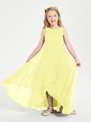 Junior Robes de Demoiselle d'Honneur Modernes à Col Cowl Asymétrique Jonquille