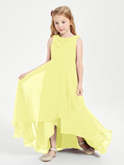 Junior Robes de Demoiselle d'Honneur Modernes à Col Cowl Asymétrique Jonquille