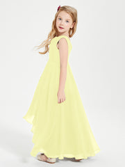 Junior Robes de Demoiselle d'Honneur Modernes à Col Cowl Asymétrique Jonquille
