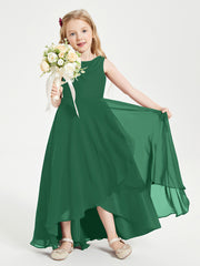 Junior Robes de Demoiselle d'Honneur Modernes à Col Cowl Asymétrique Vert Foncé