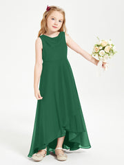 Junior Robes de Demoiselle d'Honneur Modernes à Col Cowl Asymétrique Vert Foncé