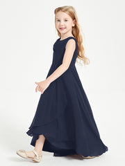 Junior Robes de Demoiselle d'Honneur Modernes à Col Cowl Asymétrique Bleu Marine