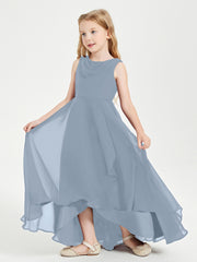 Junior Robes de Demoiselle d'Honneur Modernes à Col Cowl Asymétrique Bleu Poudré