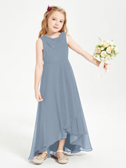 Junior Robes de Demoiselle d'Honneur Modernes à Col Cowl Asymétrique Bleu Poudré