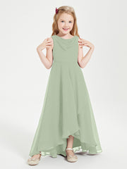 Junior Robes de Demoiselle d'Honneur Modernes à Col Cowl Asymétrique Sauge Poudrée
