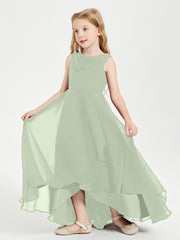 Junior Robes de Demoiselle d'Honneur Modernes à Col Cowl Asymétrique Sauge Poudrée