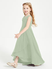Junior Robes de Demoiselle d'Honneur Modernes à Col Cowl Asymétrique Sauge Poudrée