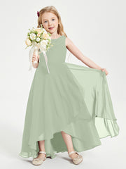 Junior Robes de Demoiselle d'Honneur Modernes à Col Cowl Asymétrique Sauge Poudrée