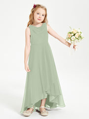Junior Robes de Demoiselle d'Honneur Modernes à Col Cowl Asymétrique Sauge Poudrée