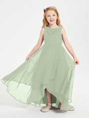 Junior Robes de Demoiselle d'Honneur Modernes à Col Cowl Asymétrique Sauge Poudrée